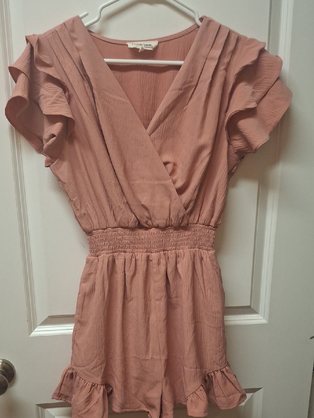 Peach Love California Dusty Rose Romper With Pockets
